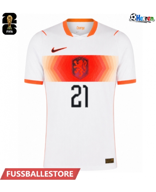 Günstige Niederlande Frenkie de Jong #21 Auswärtstrikot WM 2026 Kurzarm